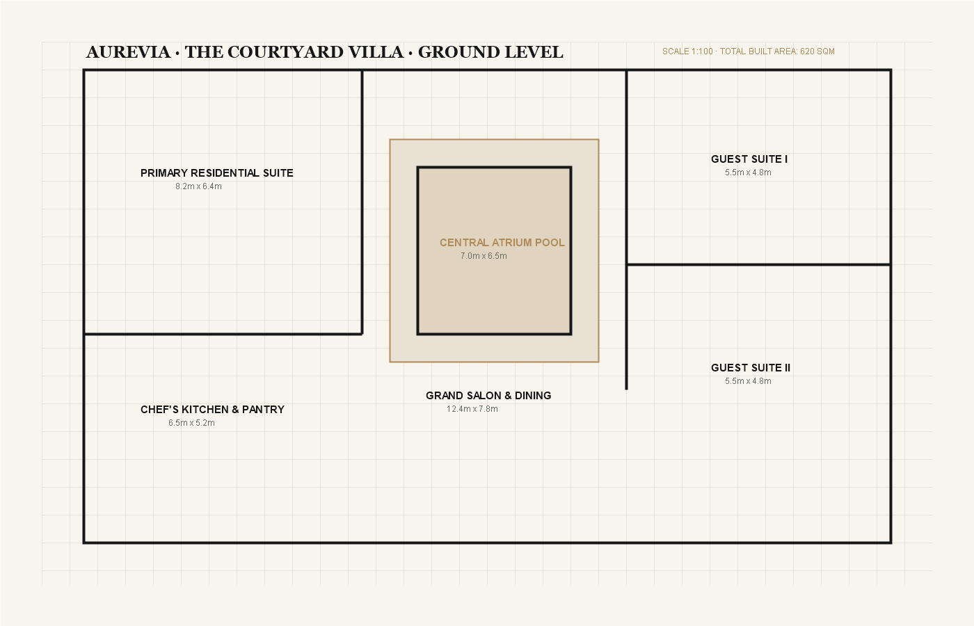 The Courtyard Villa Floor Plan Schematic